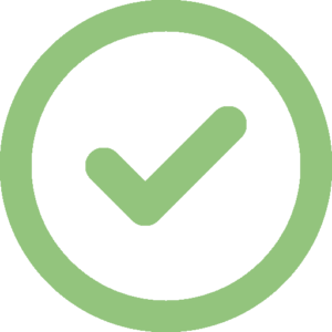 A green circle with a green checkmark inside